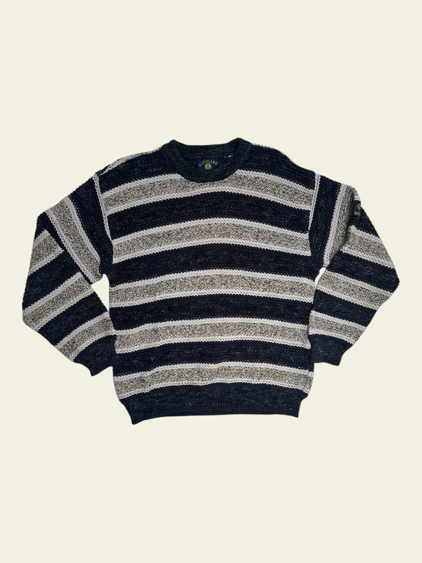 NAVIGARE Strickpullover blau/weiß