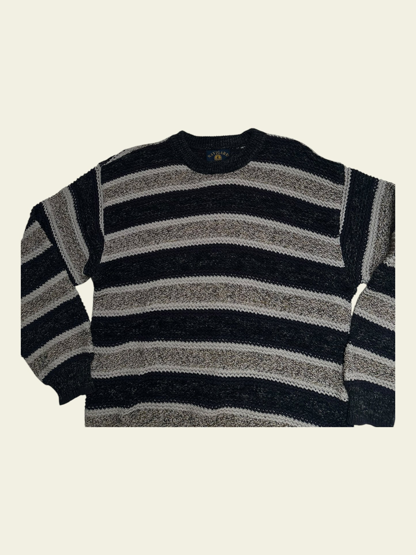 NAVIGARE Strickpullover blau/weiß