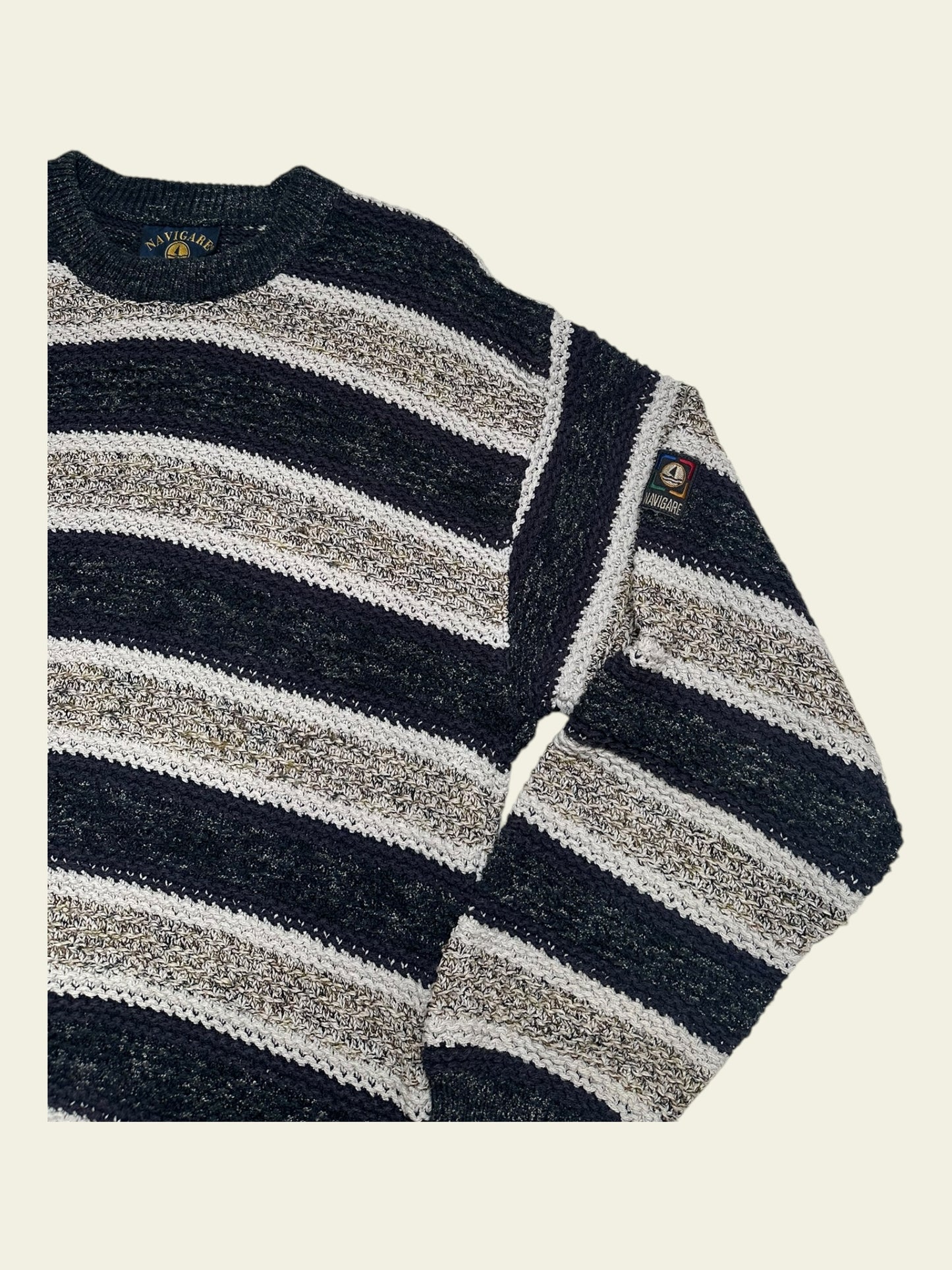 NAVIGARE Strickpullover blau/weiß