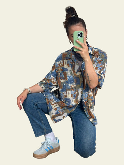 CANDA crazy pattern kurzarm Hemd