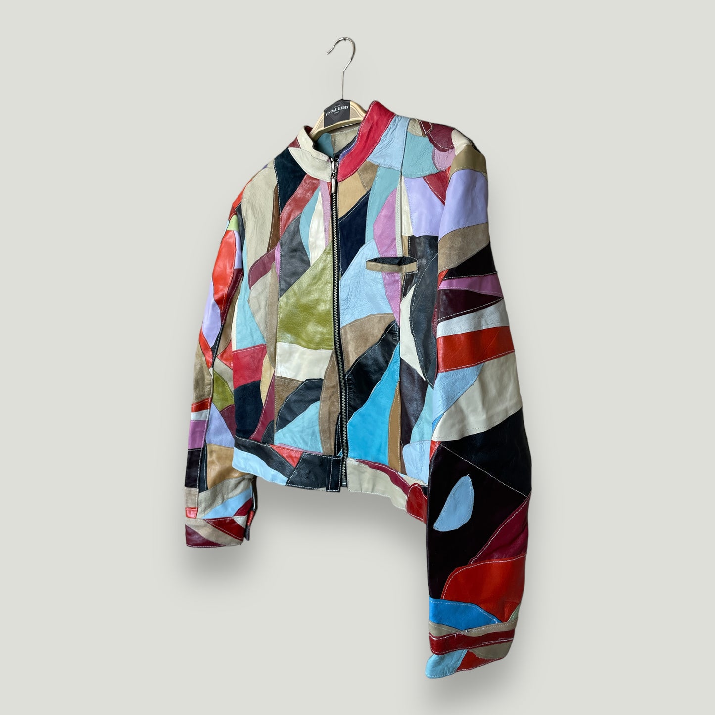 Bunte Lederjacke (S) - Vintage Reborn