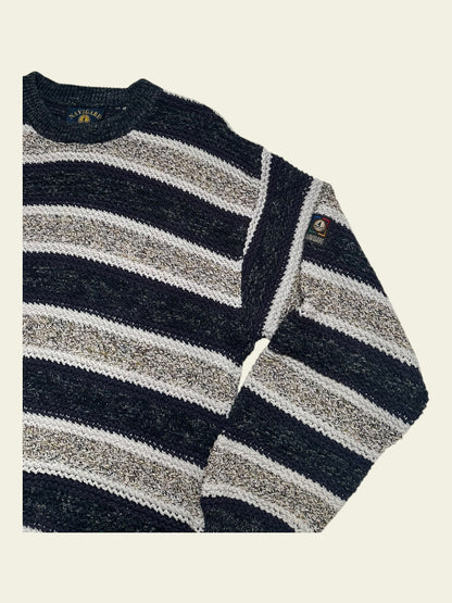 NAVIGARE Strickpullover blau/weiß