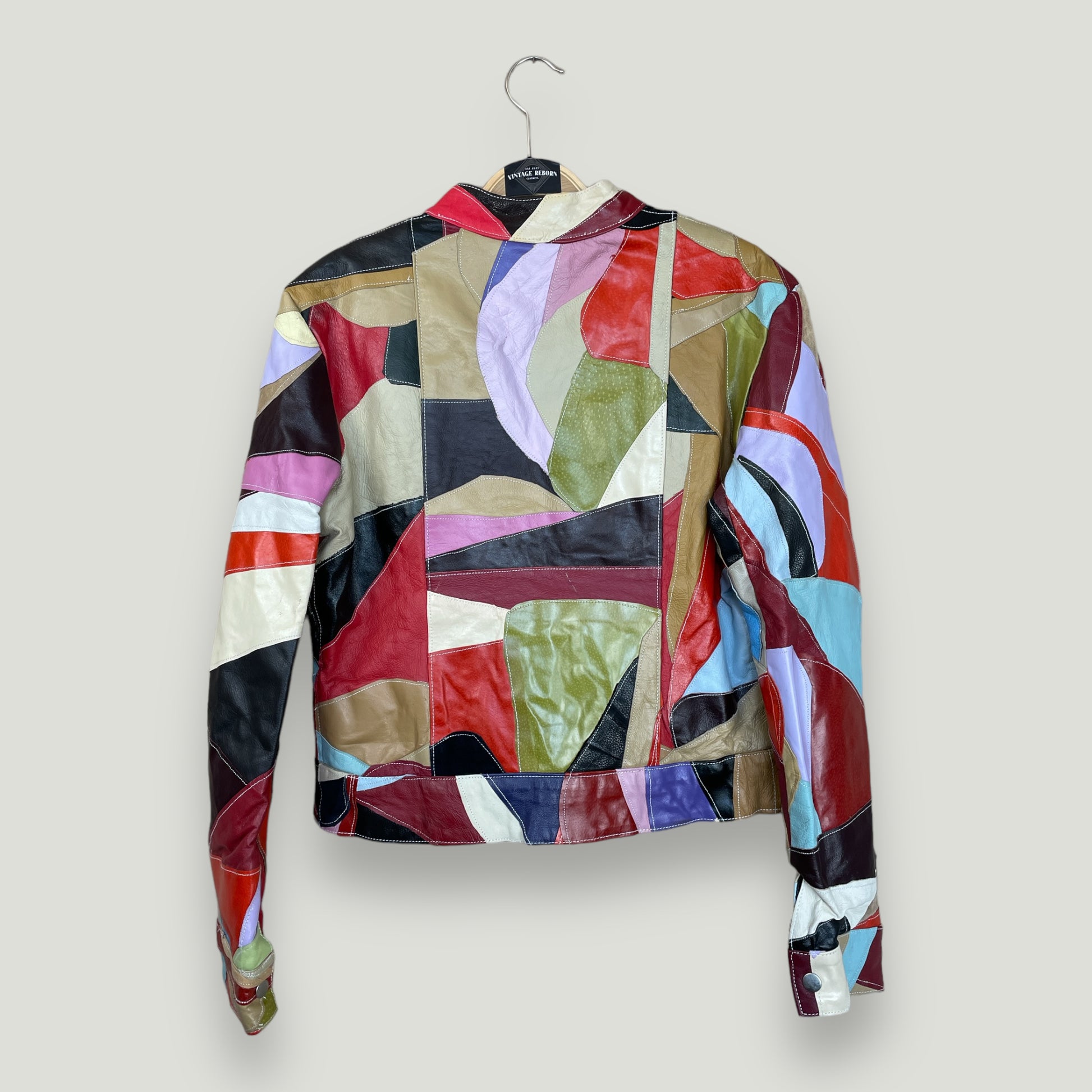 Bunte Lederjacke (S) - Vintage Reborn