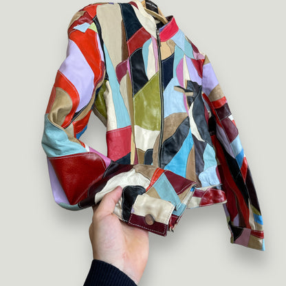 Bunte Lederjacke (S) - Vintage Reborn